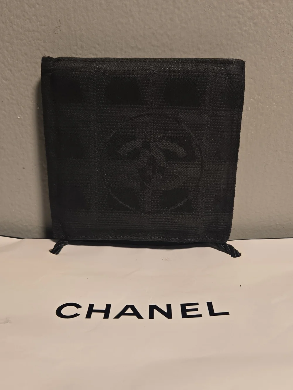 CHANEL Travel Line Black Quilted Fabric Bi-Fold Wallet